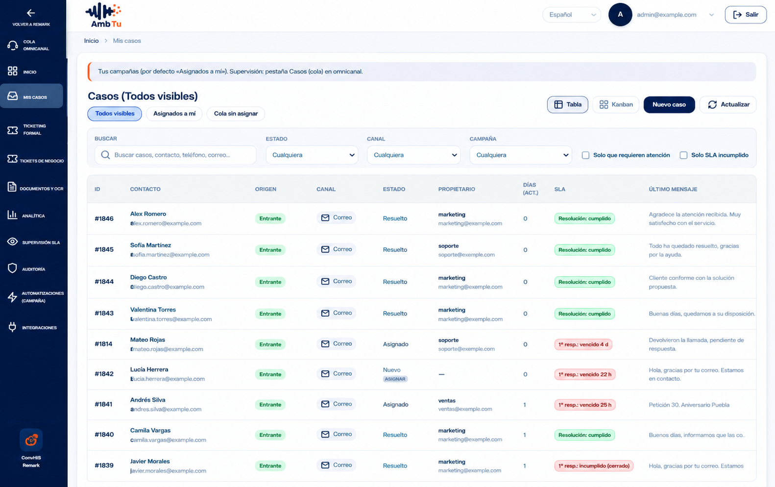 Módulo de tickets, CRM y seguimiento en OnRemarK